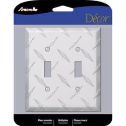 Amerelle Diamond Silver 2 gang Stamped Aluminum Toggle Wall Plate 1 pk