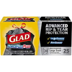 Glad ForceFlex Plus 30 gal No Scent Scent Trash Bags Drawstring 25 pk 0.9 mil