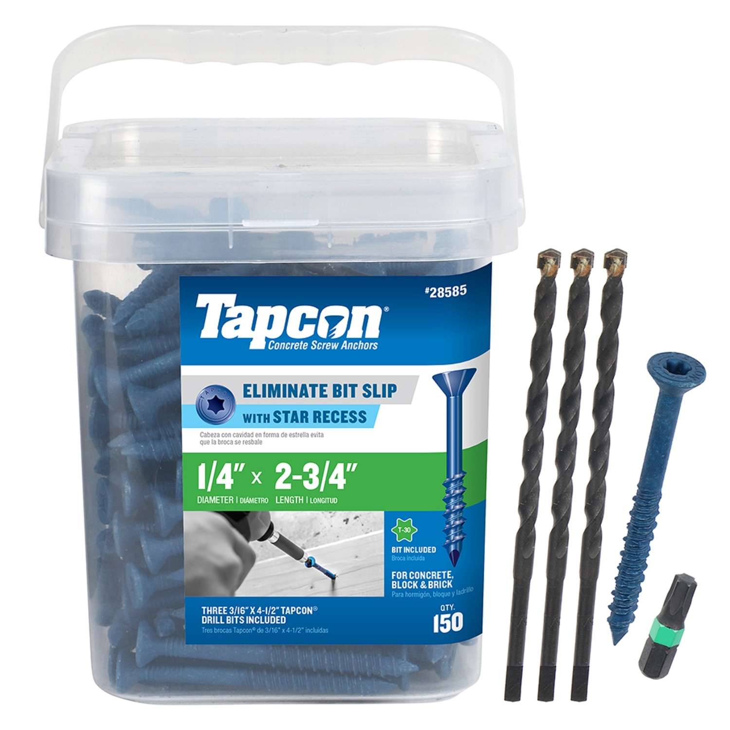 Tapcon 23/4 in. L Star Flat Head Concrete Screws 150 pk Ace Hardware