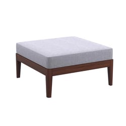 Linon Home Decor Walnut Wood Frame Conversation Ottoman Gray