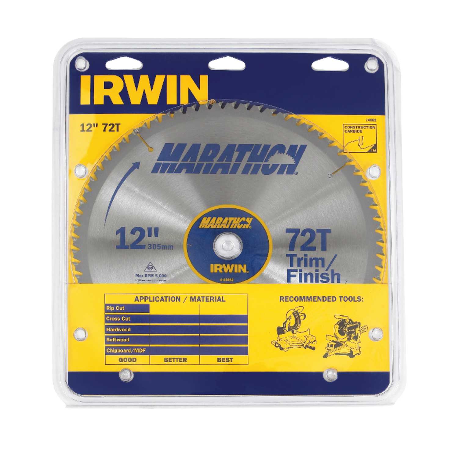 Irwin Marathon 12 in. Dia. x 1 in. Carbide Miter and Table Saw Blade 72