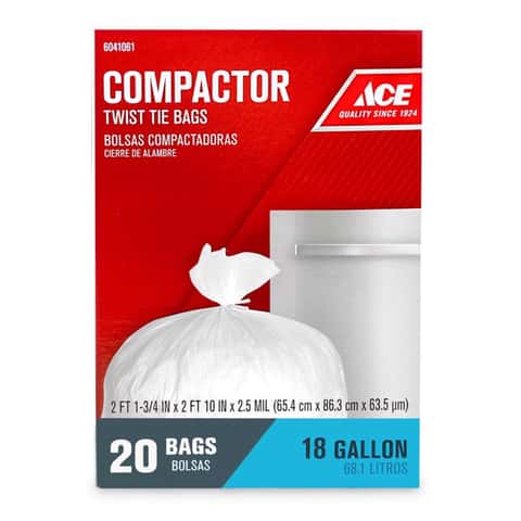 Ace 18 gal Compactor Bags Twist Tie 20 pk 2.5 mil - Ace Hardware