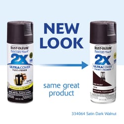 Rust-Oleum Painter's Touch 2X Ultra Cover Satin Dark Walnut Paint+Primer Spray Paint 12 oz