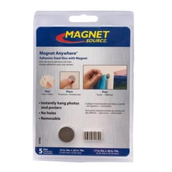 Magnet Source Magnet Anywhere .75 in. L X .75 in. W Silver Steel Discs with Adhesive Disc Magnets 1.