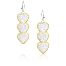 Montana Silversmiths Women's Triple Heart Dangle Gold/Silver Earrings