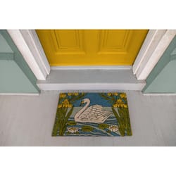 Entryways 18 in. W X 30 in. L Multicolored Swan and Iris Coir Door Mat