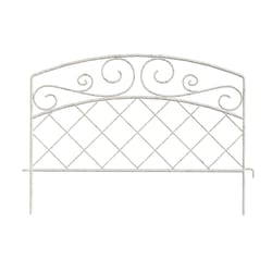 Panacea 18 in. L X 16 in. H Steel White French Country Scroll Border Fence