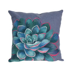 Liora Manne Visions III Lapis Succulent Polyester Throw Pillow 20 in. H X 2 in. W X 20 in. L