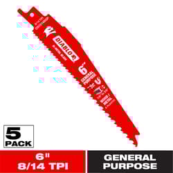 Diablo 6 in. Bi-Metal General Purpose Reciprocating Saw Blade 8/14 TPI 5 pc