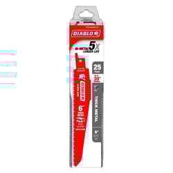 Diablo 6 in. Bi-Metal Thick Metal Reciprocating Saw Blade 8/10 TPI 25 pk