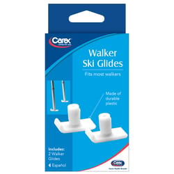 Carex White Walker Ski Glides Plastic 2.30 in. H X 3.50 in. L