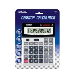 Bazic Products Silver 12 digit Solar Powered Desktop Calculator