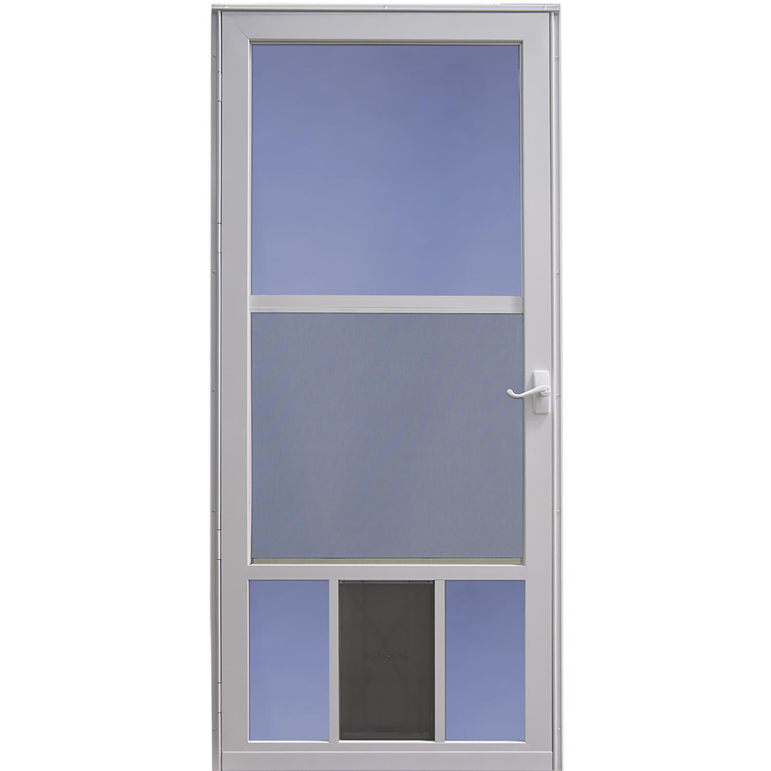 aluminum screen door with pet door