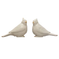 Creative Co-op White Stoneware Cardinals Table Decor 4 in.