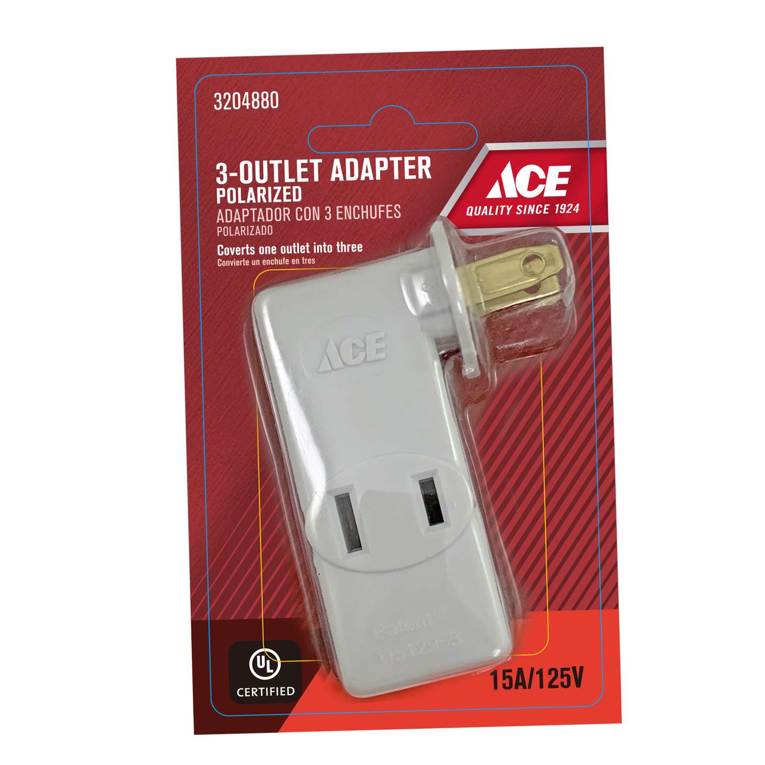 Ace Polarized 3 outlets Adapter 1 pk Ace Hardware