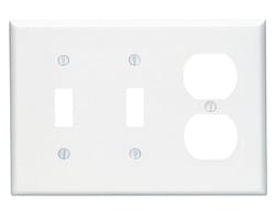 Leviton White 3 gang Plastic Duplex/Toggle Wall Plate 1 pk