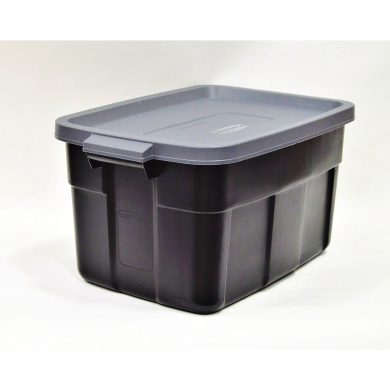 Rubbermaid Roughneck 66 Qt/16.5 Gal Stackable Storage Containers, Clear w/Latching Grey Lids, 4-Pack, Clear and Grey