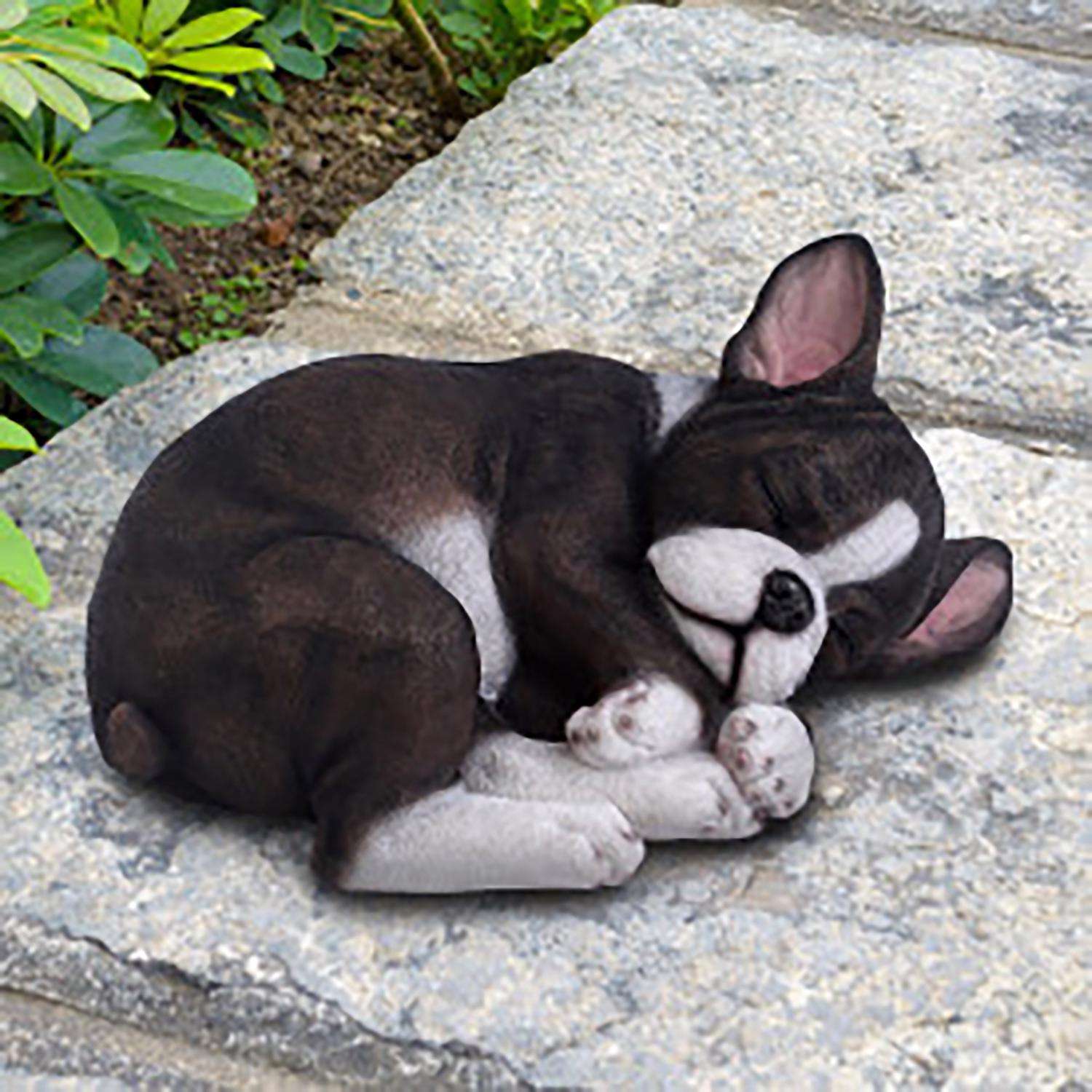 Exhart Resin Black/White French Bulldog Laying Garden Statue Ace Hardware