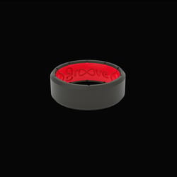 Groove Life Unisex Round Black/Red Wedding Band Silicone Water Resistant
