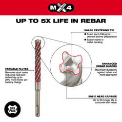 Milwaukee 3/4 in. X 10 in. L Carbide Rotary Hammer Bit SDS-Plus Shank 1 pc