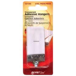 HILLMAN Transparent Adhesive Hangers 1-1/2 lb 4 pk