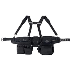 Dead On 25 pocket Polyester Tool Belt with Suspenders Black 48 in.