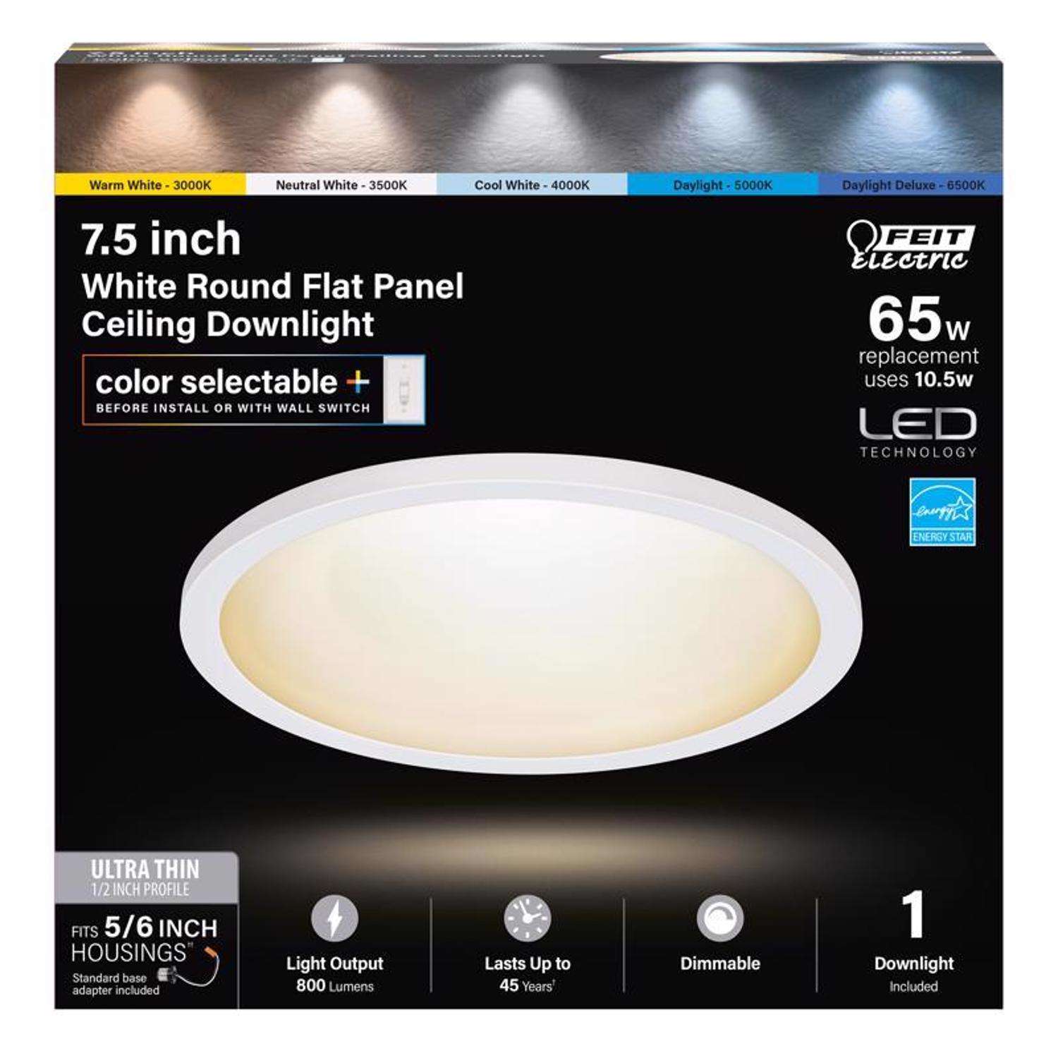 Feit EDGELIT Frost White 7.5 in. W Aluminum LED Retrofit Recessed