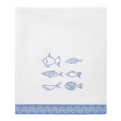 Avanti Linens Blue Fin Bay Blue/White Cotton Bath Towel 1 pc