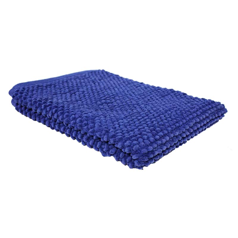 J & M Home Fashions 30 in. L X 22 in. W Royal Blue Cotton Bath Rug