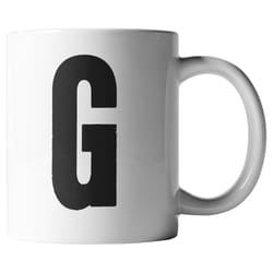 El Arroyo 12 oz Black/White BPA Free Marquee Letter G Mug