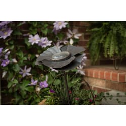 Desert Steel Gray Steel 18 in. H X 11.5 in. W Poppy Solar Garden Stake