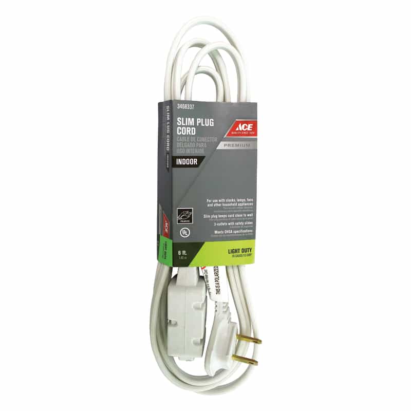 Ace Indoor 6 ft. L White Extension Cord 16/2 SPT2 Ace Hardware