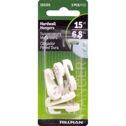 HILLMAN Plastic Coated White Hardwall Hanging Hooks 15 lb 5 pk