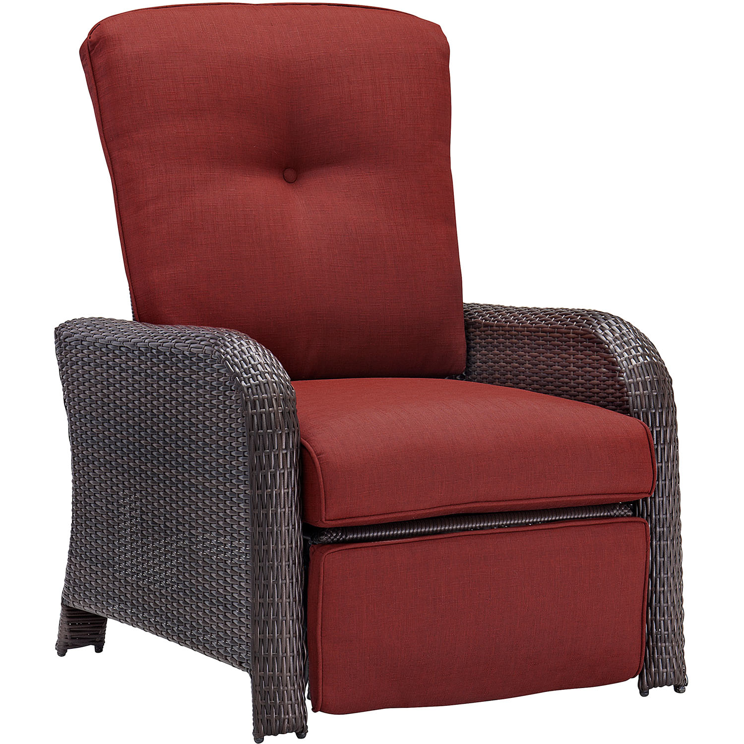 Photos - Garden Furniture Hanover Strathmere Brown Steel Frame Reclining Chair Crimson Red STRATHREC 