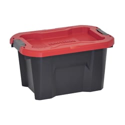 Craftsman 5 gal Black/Red Storage Tote w/Latching Lid 10.72 in. H X 11.91 in. W X 18 in. D Stackable