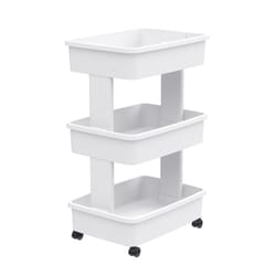 Starplast White Storage Tote w/Wheels 27.2 in. H X 12.5 in. W X 17.4 in. D