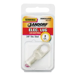 Jandorf 2 Ga. Uninsulated Wire Electrical Lug Silver 1 pk