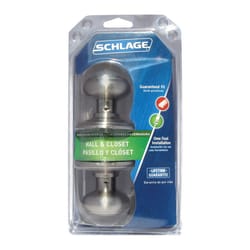 Schlage Georgian Satin Nickel Passage Door Knob 1-3/4 in.