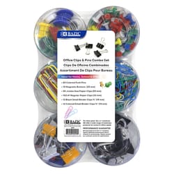 Bazic Products Assorted Size Assorted Color Office Clips & Pins Combo Set 6 pk