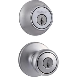Kwikset Tylo Satin Chrome Entry Lock and Single Cylinder Deadbolt 1-3/4 in.