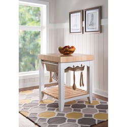 Linon Home Decor Lindhome Farmhouse 30 in. W X 30 in. L Square Kitchen Cart