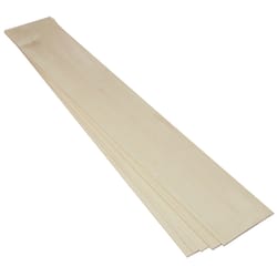 Midwest Products 1/16 in. X 4 in. W X 2 ft. L Basswood Sheet #2/BTR Premium  Grade 4402