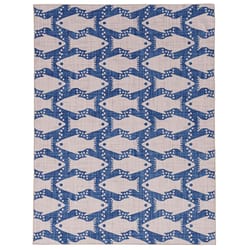 Linon Home Decor Orono 2 ft. W X 8 ft. L Blue Fish Polyester Area Rug