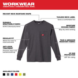 Milwaukee XXL Long Sleeve Unisex Crew Neck Gray Heavy Duty Shirt