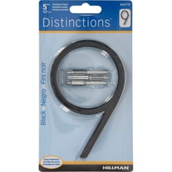 HILLMAN Distinctions 5 in. Black Steel Screw-On Number 9 1 pc