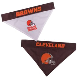 Pets First Brown/White Cleveland Browns Cotton/Nylon Dog Collar Bandana Small/Medium