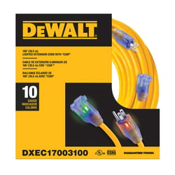 DeWalt Outdoor 100 ft. L Yellow Extension Cord 10/3