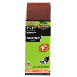 Gator 21 in. L X 3 in. W Aluminum Oxide Sanding Belt Assorted Grit Assorted 5 pc