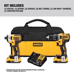DeWalt 20V MAX Cordless Brushless 2 Tool Compact Drill and Impact Driver Kit