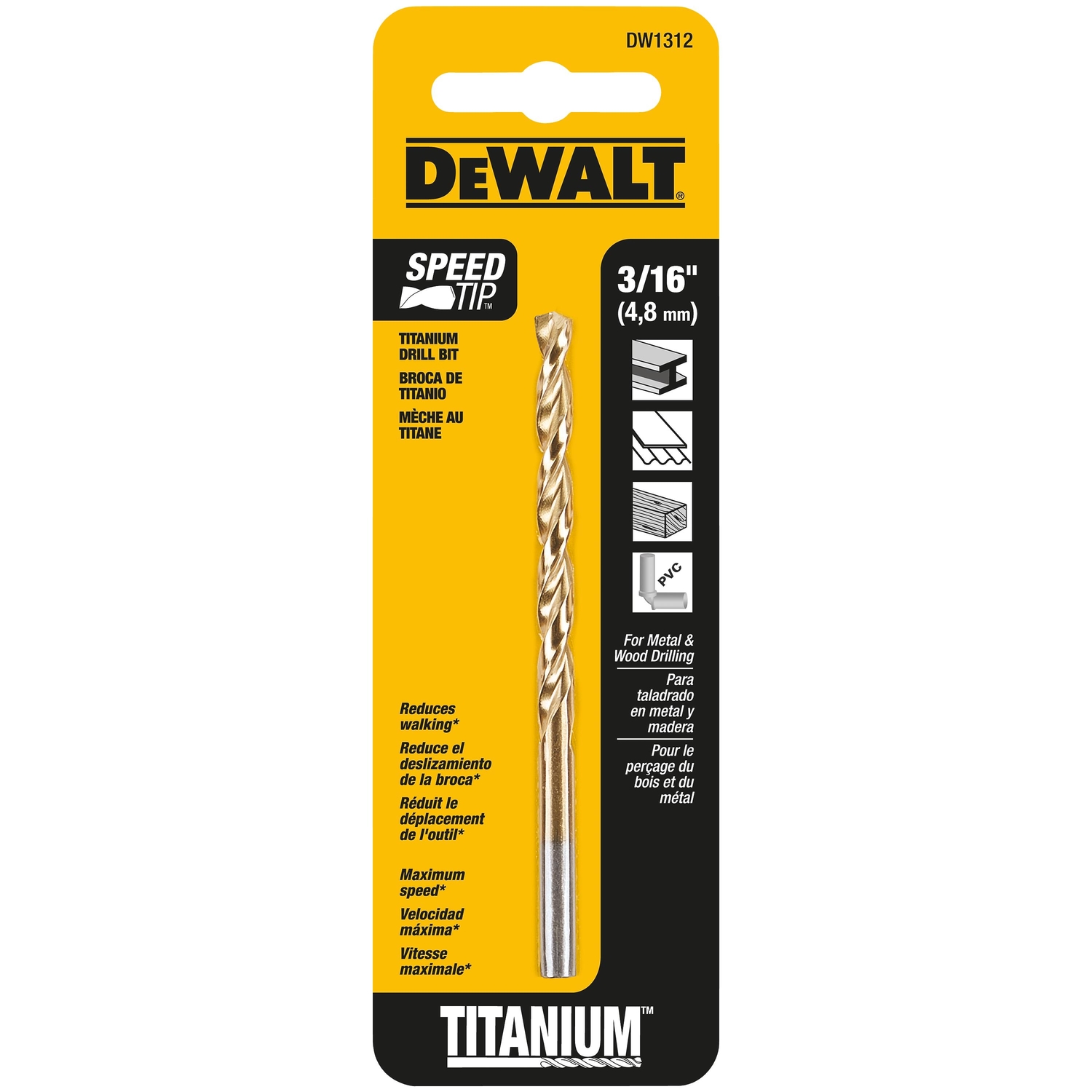 DeWalt 3/16 in. X 3.5 in. L High Speed Steel Split Point Drill Bit Straight Shank 1 pc